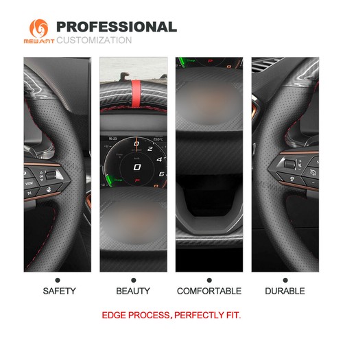 PU Carbon Fiber Real Leather Steering Wheel Cover for Seat Cupra Leon 2020-2021 - Bild 7 von 10