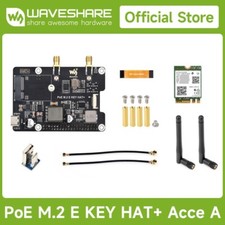 Waveshare PCIe To M.2 E KEY Adapter With PoE Function for Raspberry Pi 5 PCIe