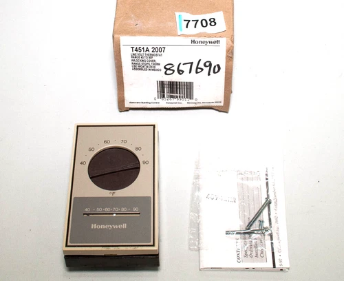 Honeywell T451A2007 Line Volt Thermostat 40-90F 4" x 2 3/4"