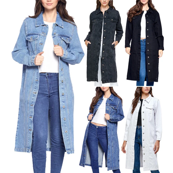 manteau jeans long femme