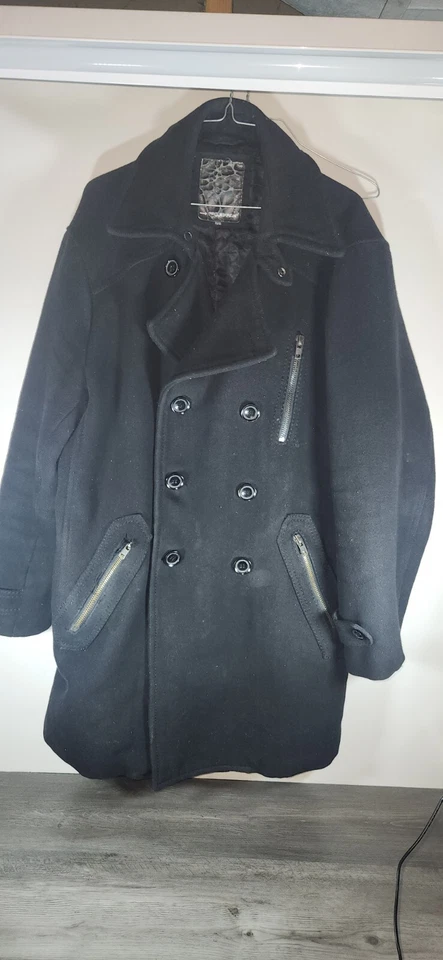 Projek Raw Peacoat Coat Emo Gothic Three Zippers Deep Pockets Mens XL - Image 2 of 4
