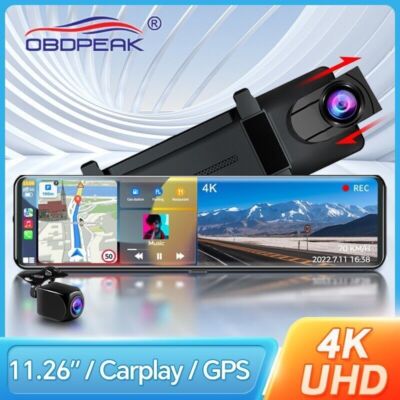 K4 Inch Carplay Android Auto 4K 2160P Wifi Dash Cam Rearview Mirror  Car