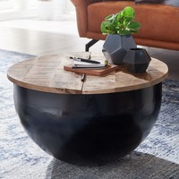 FineBuy Couchtisch Rund Holz Sofatisch Ø 60 Cm Tisch Stauraum Wohnzimmertisch