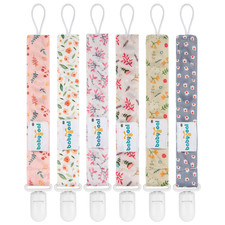 babygoal Floral Pacifier Clips, 6 Pack Binky Paci Holder Clips Leashes Fits for