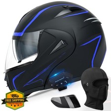 DOT Modular Motorcycle Helmet Dual Visor Flip Up Integrated Bluetooth Adult