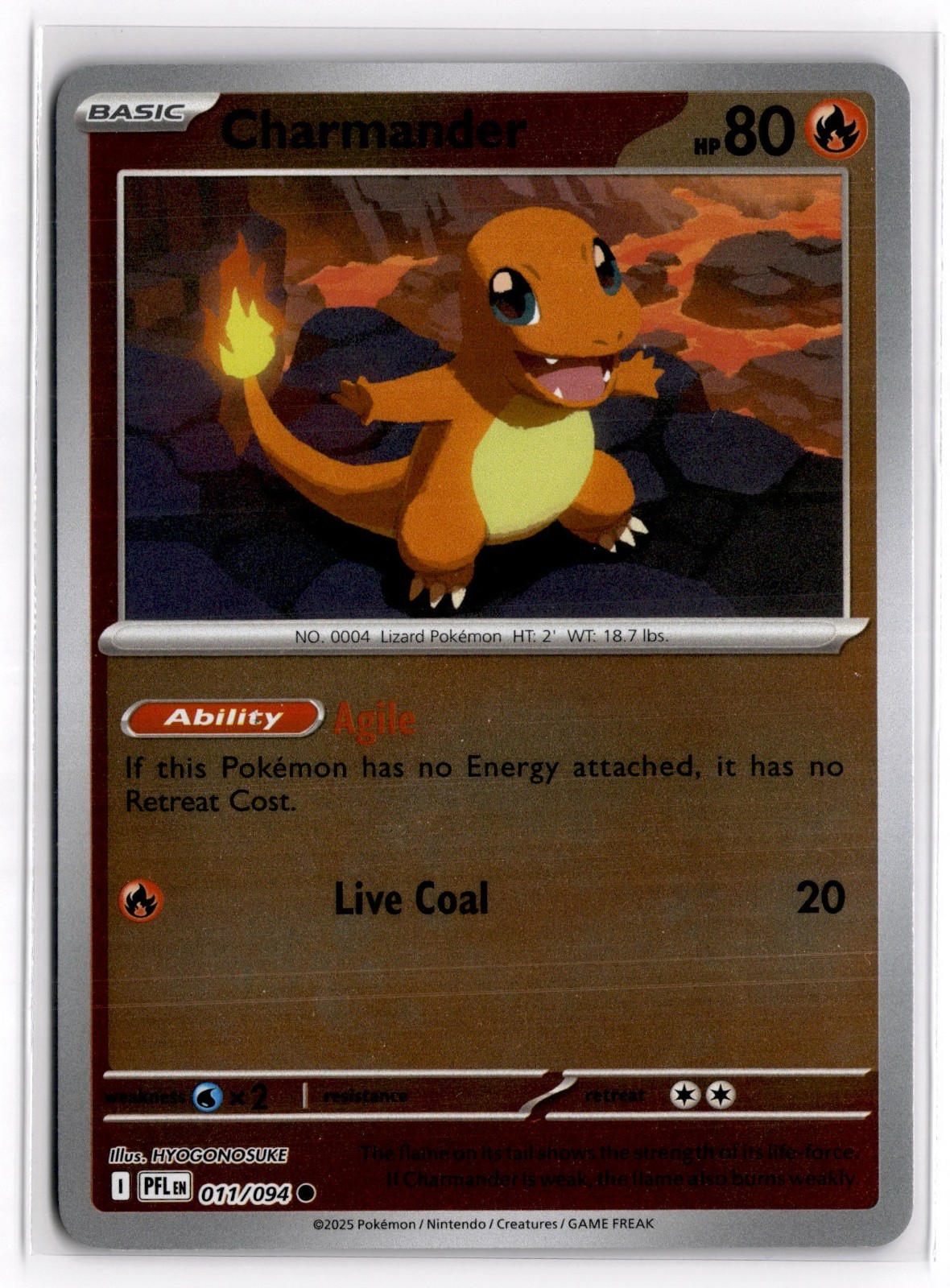 Charmander 011/094 Phantasmal Flames PFL Reverse Holo Common Pokemon Card