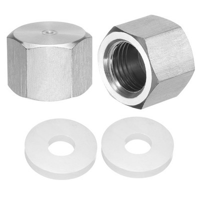 2pcs Hex End Cap, 304 Stainless Steel PT 1/4'' Female Pipe Fitting with Washer