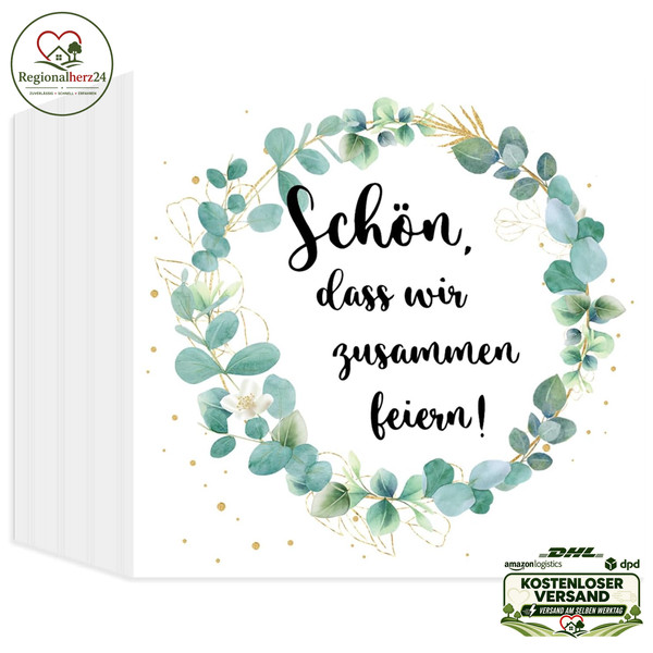 Servietten Eukalyptus 40 StüCk 33X33Cm FüR Geburtstag Hochzeit Tischdeko Feier-image