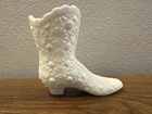 Vintage Fenton White Milk Glass Boot Daisy Buttons Hobnail