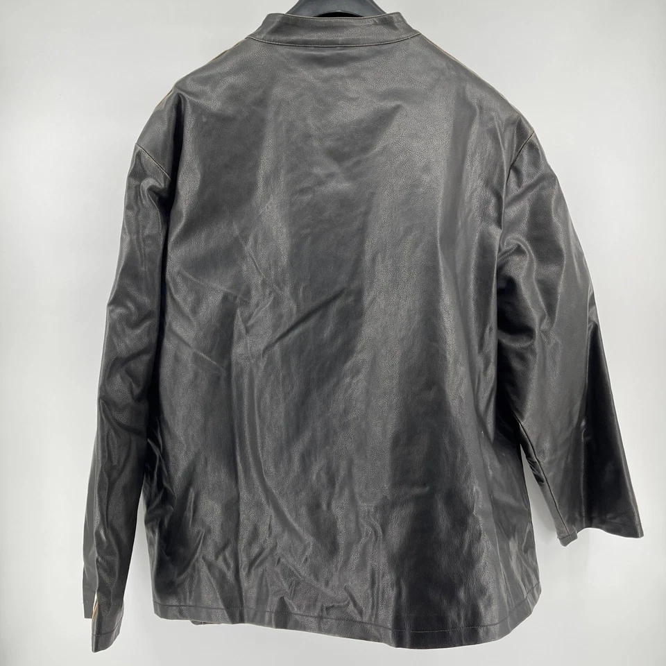 VTG Arizona Jean Co Grunge Faux Leather Moto Jacket 4XL Brown Racer Motorcycle - Image 2 of 4