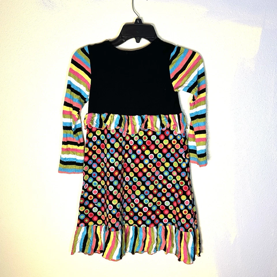 Vestido Zaza Couture tamanho 7 círculo listrado veludo algodão viscose extravagante divertido - Imagem 2 de 4