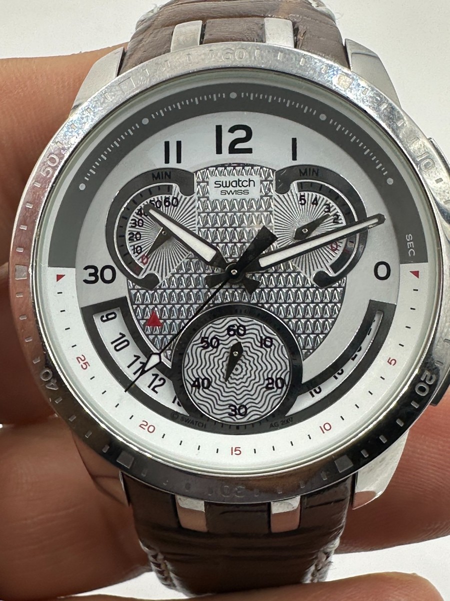 Swatch watch COLD HOUR YRS403 Irony Chromograph 41.5mm New battery