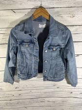 Old Navy Girls Light Wash Denim Button Up Blue Jean Jacket Size L 10-12 EUC