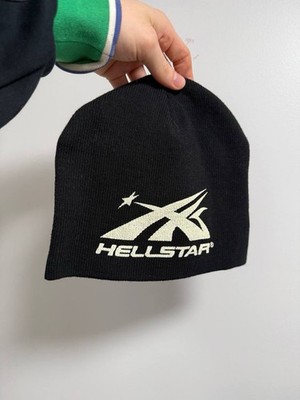 Hellstar Black White Solid Beanie Hat Logo Men One Size