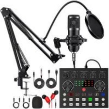 Professional Podcast Microphone Soundcard Kit for PC Smartphone Laptop Computer
