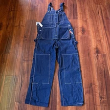 Vintage 80s Sears RoseBucks Made in USA Blue Denim Overalls Mens 38x30 NWT