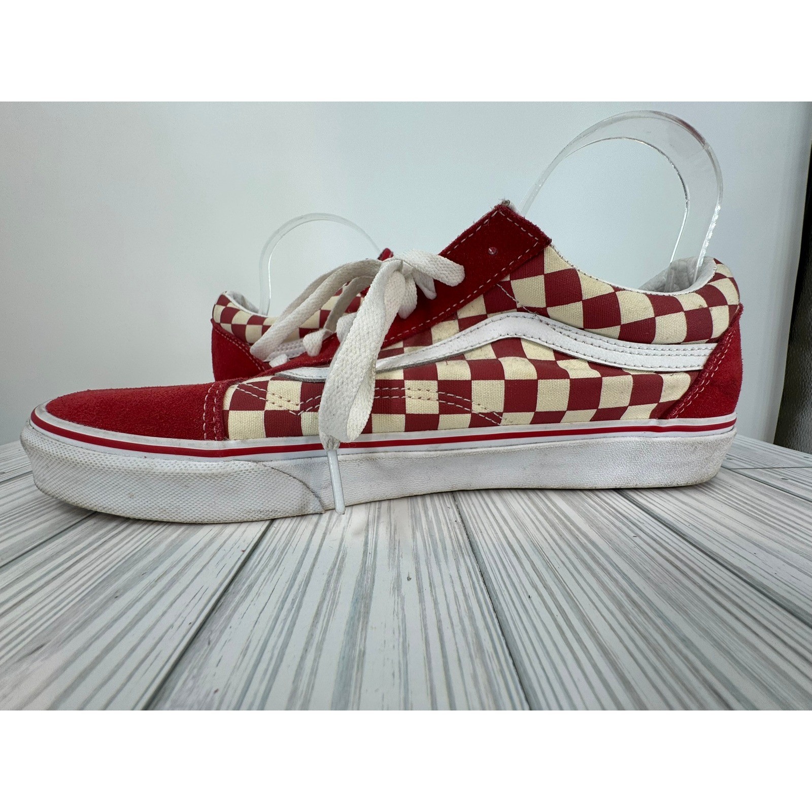 Vans Skater Low Top Red Checkerboard Suede Canvas Sneakers Men's Shoes Size 12 thumbnail 5