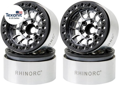 Rhinorc MOZA 1.9 Inch Negative Offset Aluminum Wheel Rim, 4PCS RC Beadlock Wheel