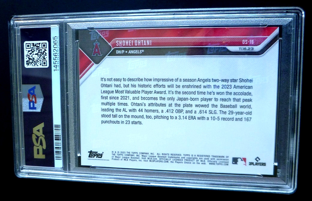 2023 TOPPS NOW OFFSEASON SHOHEI OHTANI #OS16 PSA 10 GEM MINT 2023 AL "MVP" view 5
