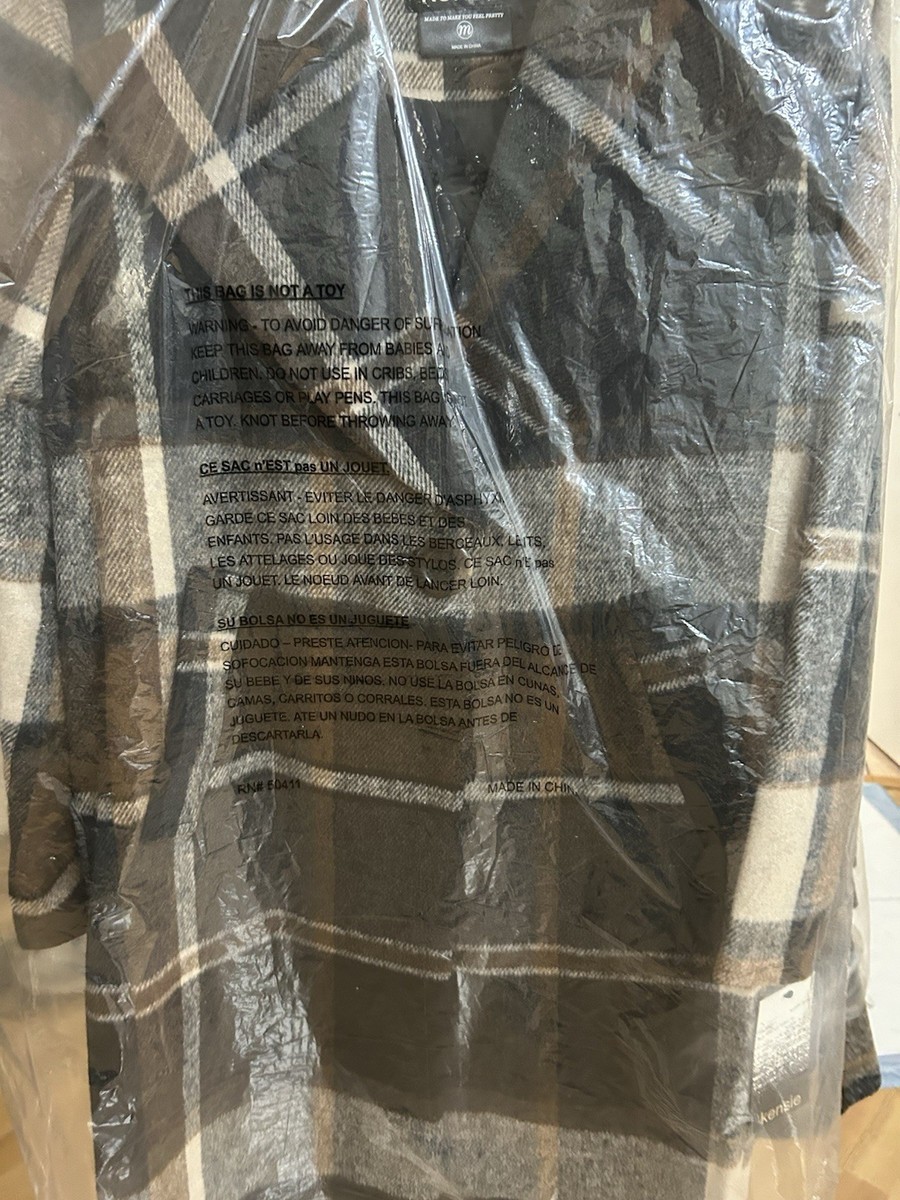 Kensie Brown Plaid Coat / Jacket - Size Medium - Brand New