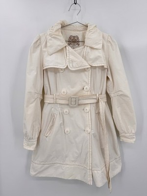 Esprit Trench Coat Ivory Cream Double Breasted Belted Y2K Waterproof Medium