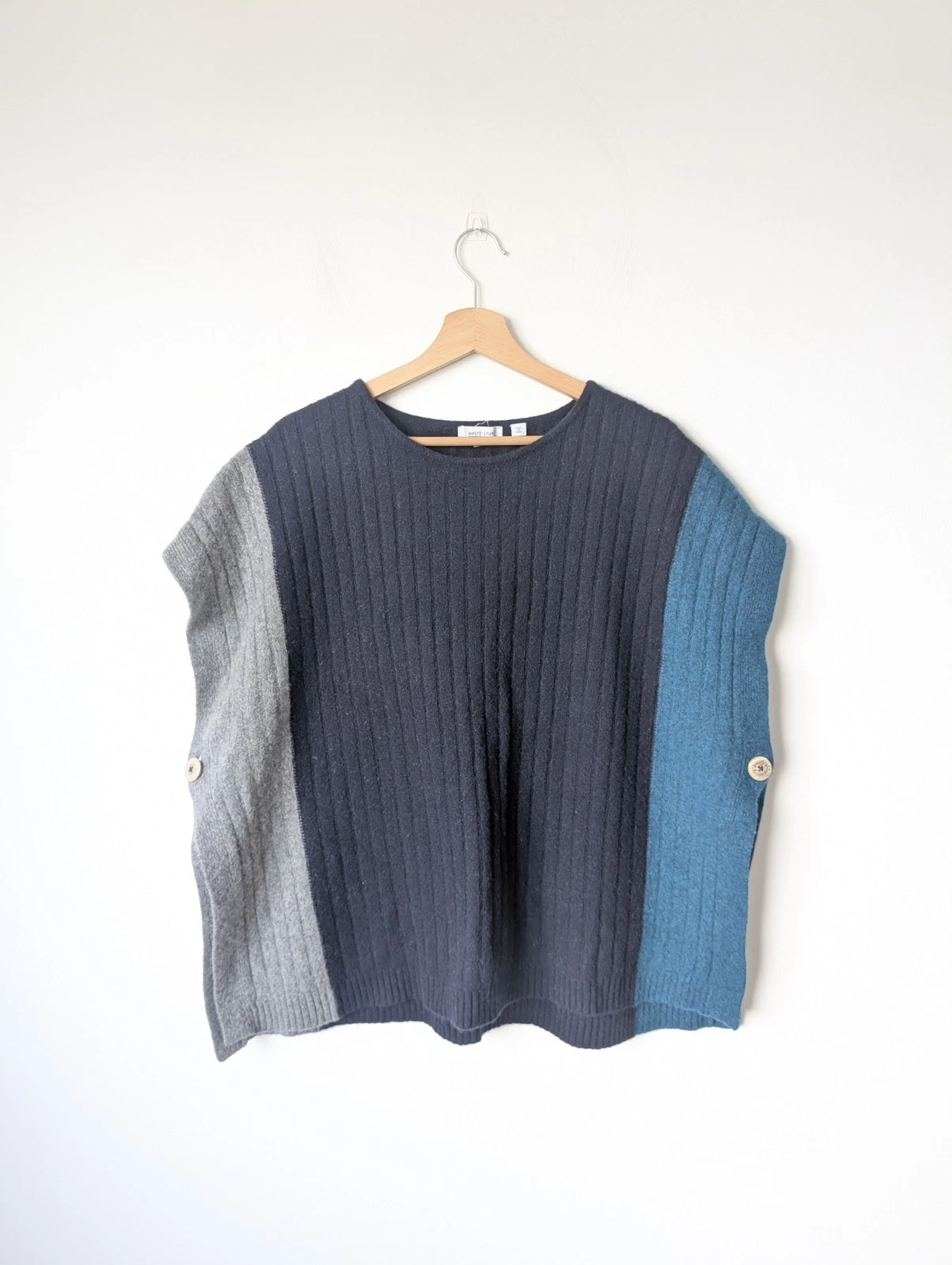 White Stuff Ava Wool Blend Knitted Poncho Sleeveless Jumper Size M