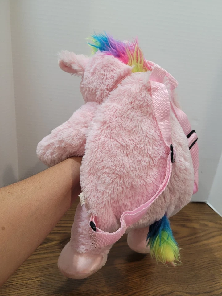 Розовый плюшевый рюкзак Unicorn 16 дюймов с ремешками - Изображение 2 из 4