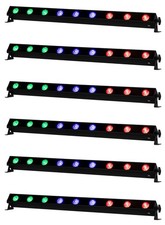 (6) American DJ ADJ UBL6H IP20 6x20 Watt LED RGBAL Wash Light Strip Bars