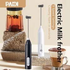 USB Rechargeable Mini Coffee Frother 3 Speed Milk Foam Maker Electric Handheld M