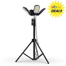 SANSI 15,000LM LED Work Light 100W Dimmable 4 Adjustable Heads Tripod with Stand