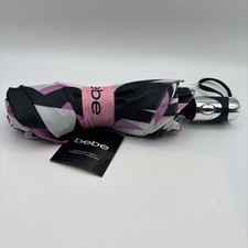 BEBE AUTO open umbrella WINDPROOF PINK/black STRIPES NWT