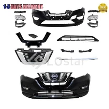 Complete Front Bumper Cover Grill Molding Fog Light For 2017-2020 Nissan Rogue