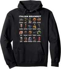 Italian Brainrot Characters Meme Collage Gen Z Unisex Hooded Sweatshirt