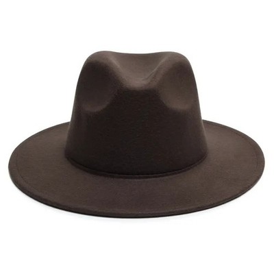 Brown Classic Fedora Hat Felt Panama Jazz Cap, Vintage, Wide Brim, Men, Woman