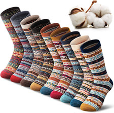 9 Pairs Women Thick Wool Winter Socks Warm Boho Casual Hiking Gift Set Vintage