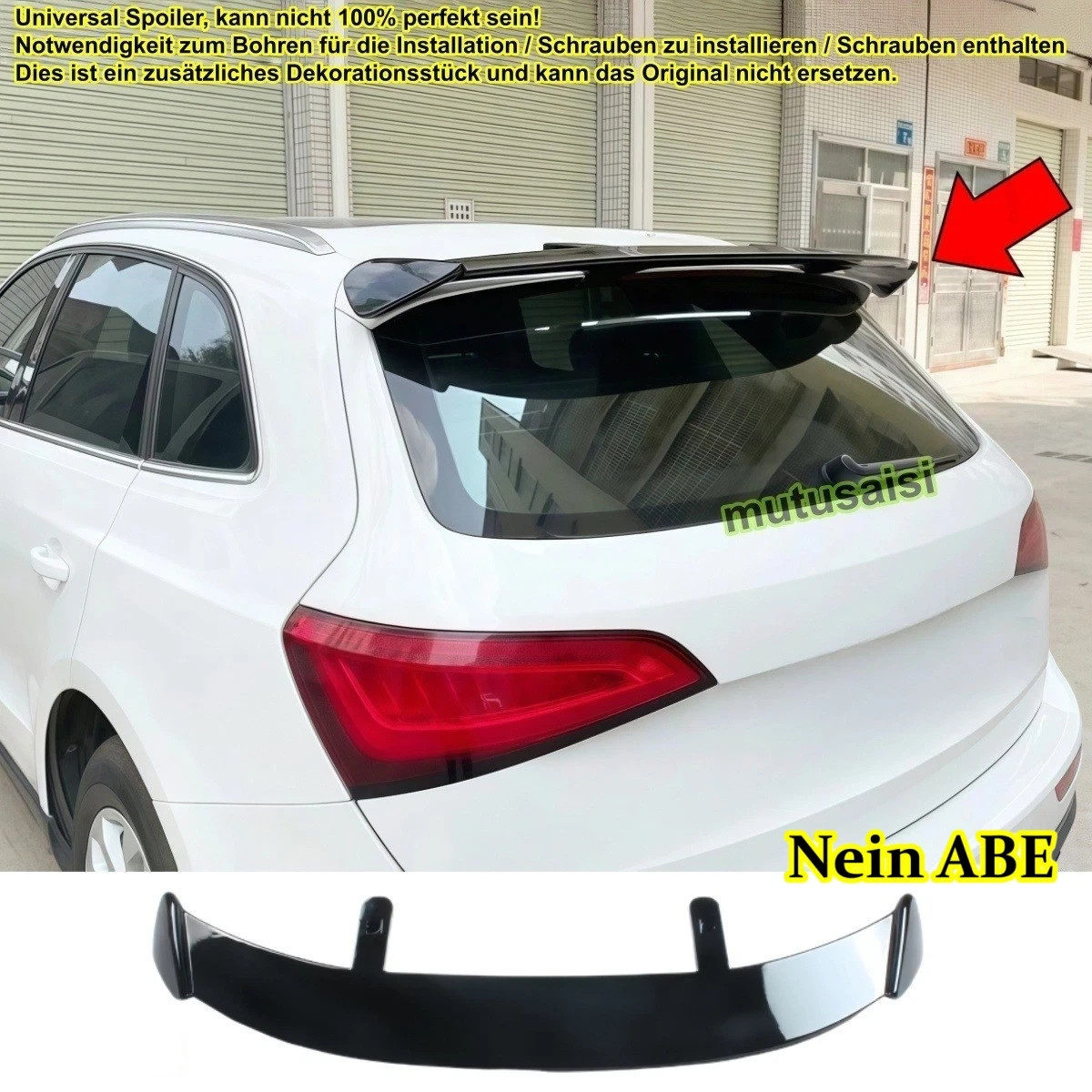 Spoiler de toit noir pour Audi Q5 8RB et SQ5 de 2008 à 2016