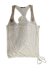 Atmosphere Cream Beaded Strap Racer-back Slouch Vest Sheer s18