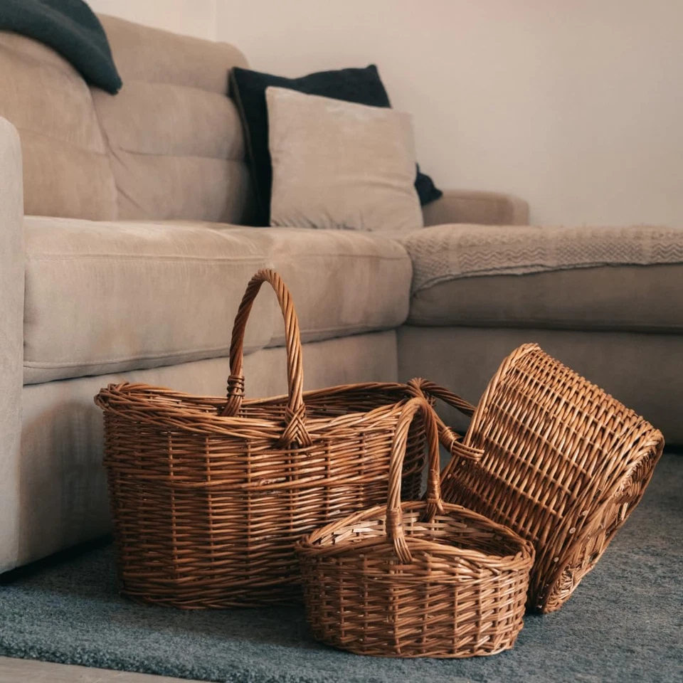 Cesto in Vimini Intero per La Raccolta Funghi E Frutti, Interamente Realizzato a - Immagine 3 di 4