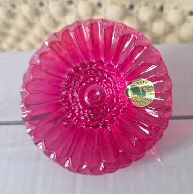 Waterford Vintage Crystal Gerber Pink Daisy Paperweight. Made In Germany W/ Box. - Image 1 of 4