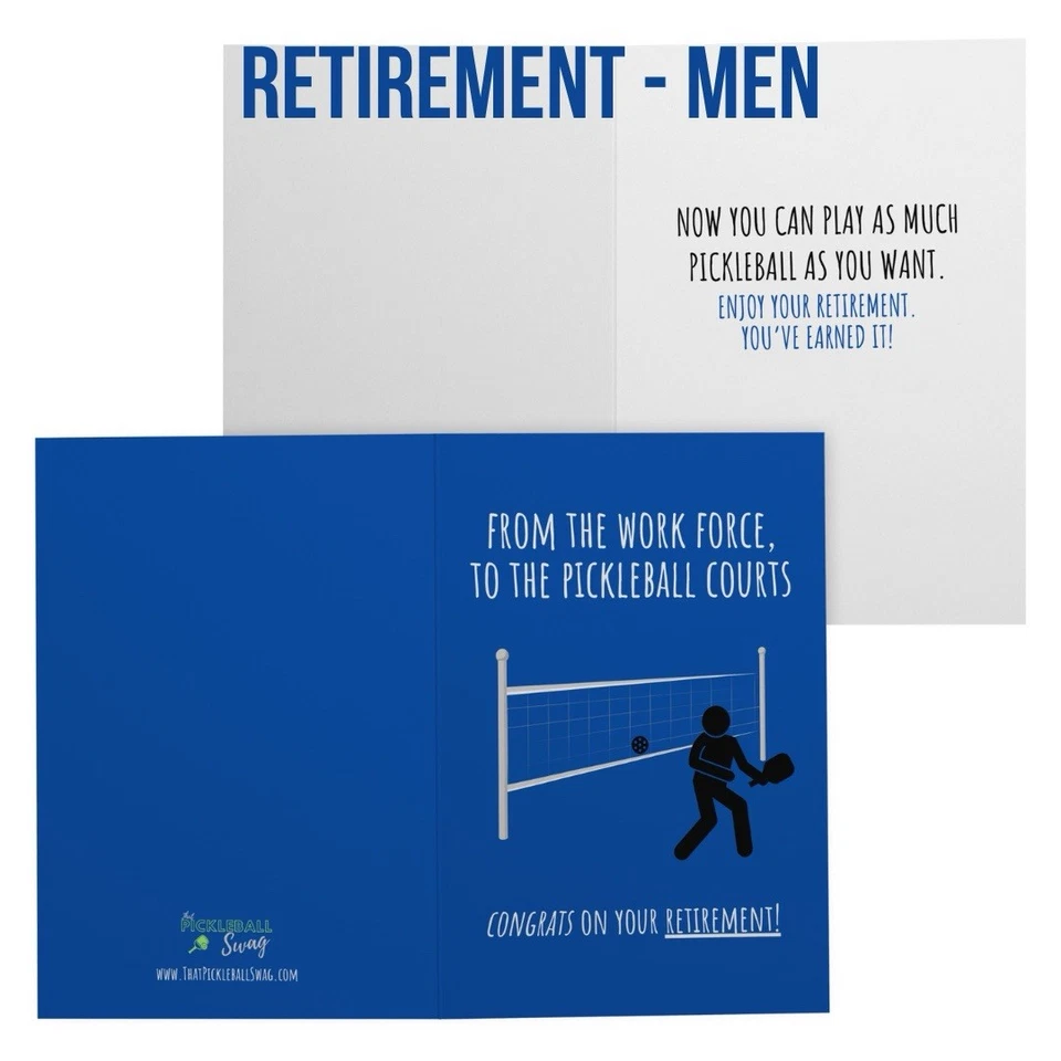 Pickleball Retirement Card Pack – 6 Cards (3 Women + 3 Men) – Greeting Cards - Image 3 of 4