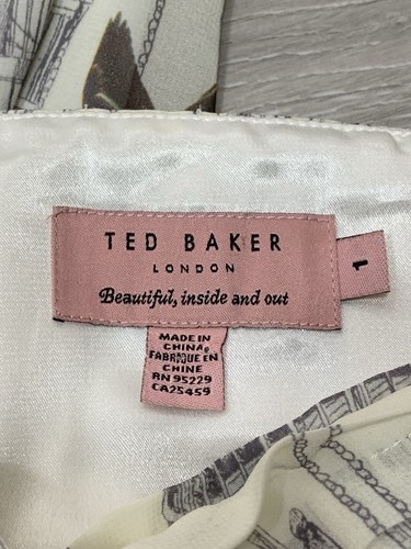 Maxi abito Ted Baker Alari con stampa uccellino e gabbia taglia 1 | UK 8 bianco sporco - Foto 2 di 11