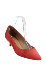 Tory Burch Womens Suede Gold Toned Logo Detail Kitten Heels Orange Size 6.5