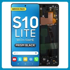 New LCD with Touch + Frame Prism Black For Samsung S10 Lite ( SERVICE PACK )