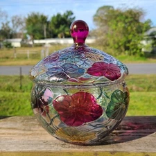 Nemo Art Glass Lidded Bowl Borske Sklo Max Kannegiesser Design Czechoslovakia