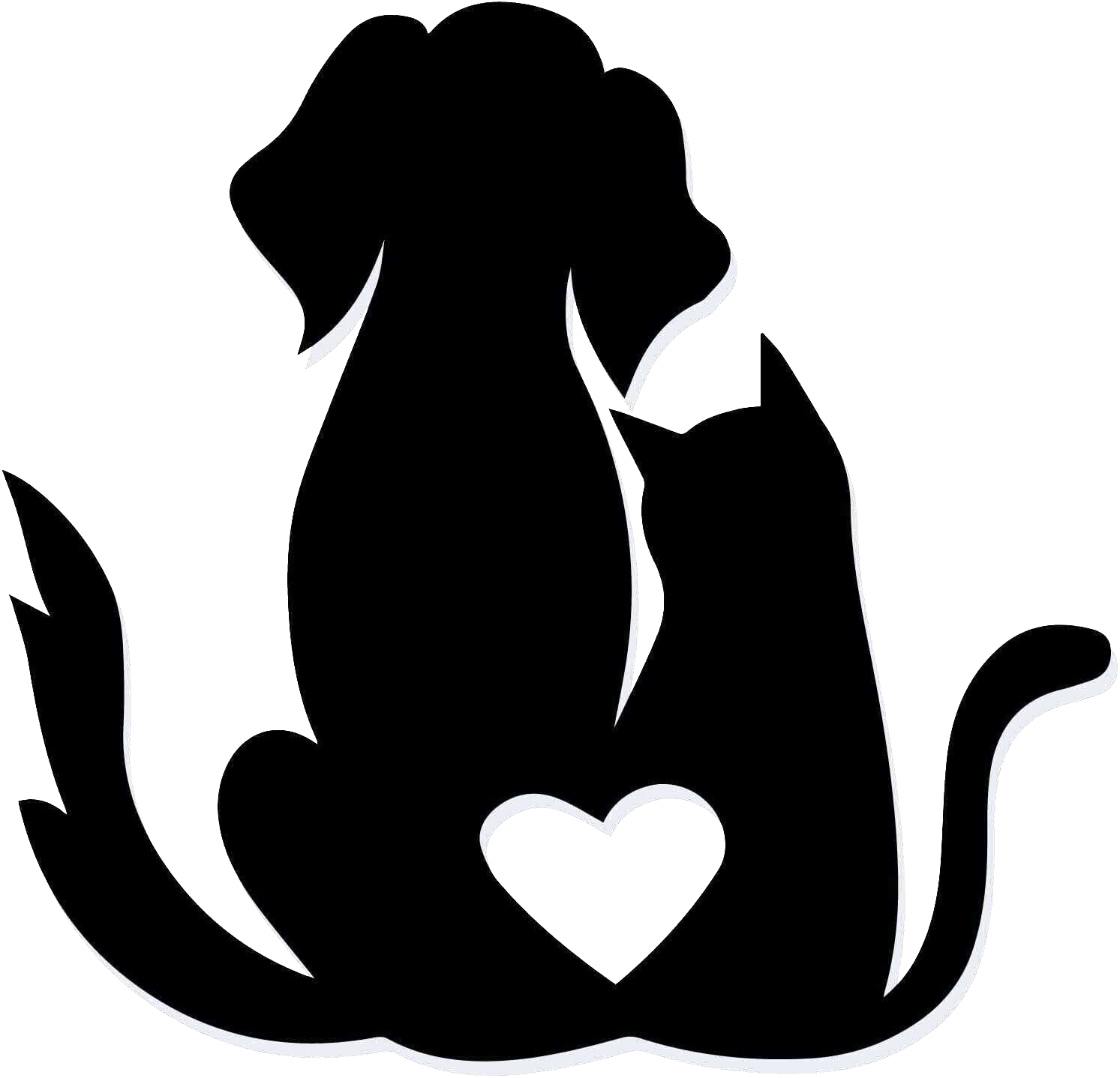 Love Dog and Cat Heart Black Vinyl Decal Car Truck Window Laptop
