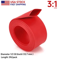 1-5pack (5-25ft ) Red 1/2"(12.7mm) Heat Shrink Tube 3:1 Dual Wall Adhesive Lined
