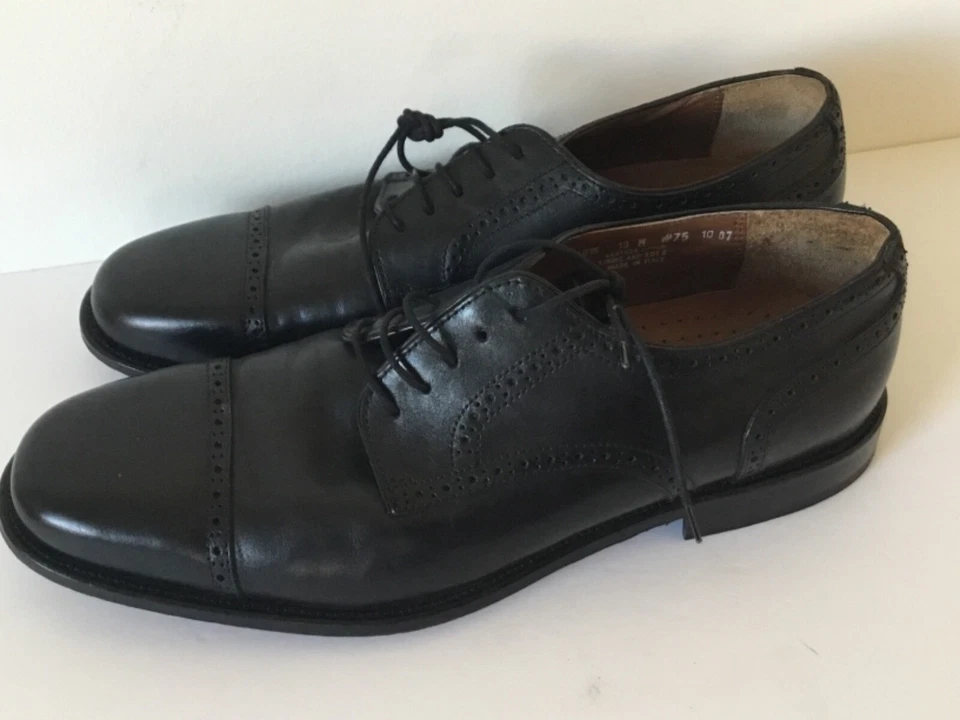ZAPATOS DE VESTIR OXFORDS BOSTONIANOS DE COLECCIÓN CUERO ITALIANO PARA HOMBRES 13 M NEGROS USADOS EN EXCELENTE ESTADO RAROS Foto 3 de 4