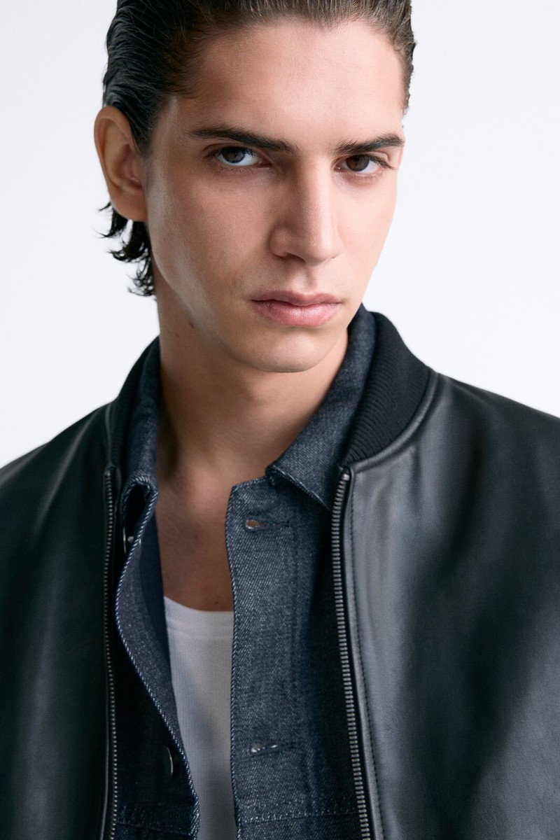 New Zara Lambskin Leather Bomber Jacket 2521/689 S M biker