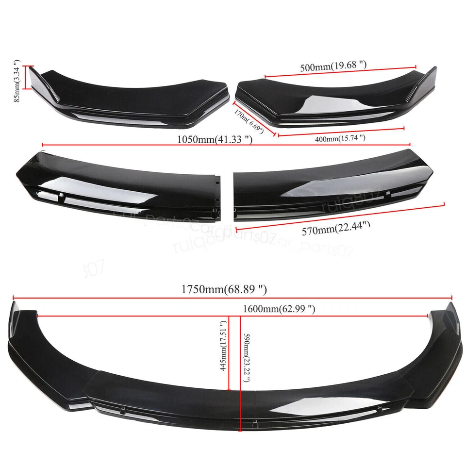 For Toyota Solara 2001-2008 Front Bumper Lip Splitter Spoiler Glossy Black Foto 2 de 4