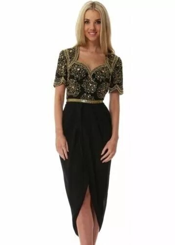 Virgos Lounge schwarzes Midikleid Größe UK6 EUR34 US2 UVP 160£ - Bild 3 von 5